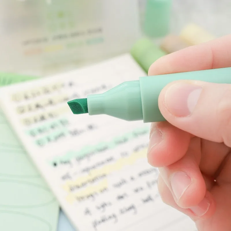 4 Pcs/set Soft Tip Eye Protection Highlighter Set Smooth Writing Creative DIY Journal Decor Student Supplies Stationery