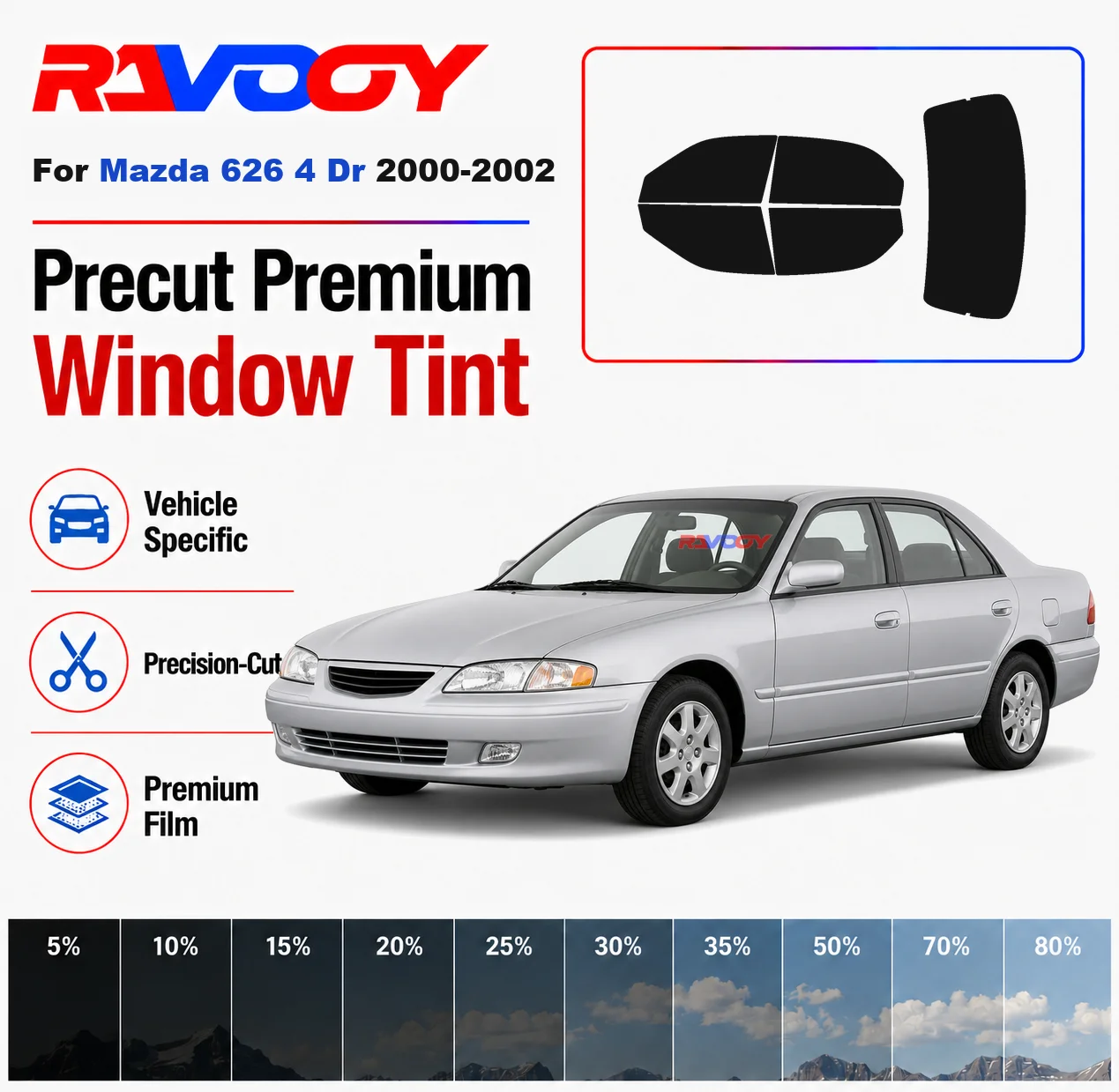 premium-precut-window-tint-kit-front-rear-windows-rear-windshield-for-mazda-626-4-dr-2000-2002-complete-set-nano-ceramic-film