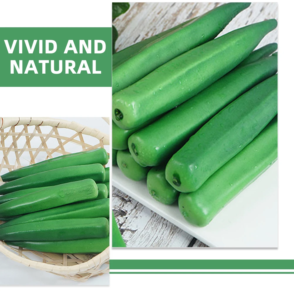 

12 Pcs Simulated Okra Artificial Vegetable Decorations Lifelike Faux Okra Props Kitchen Creative Models Storage