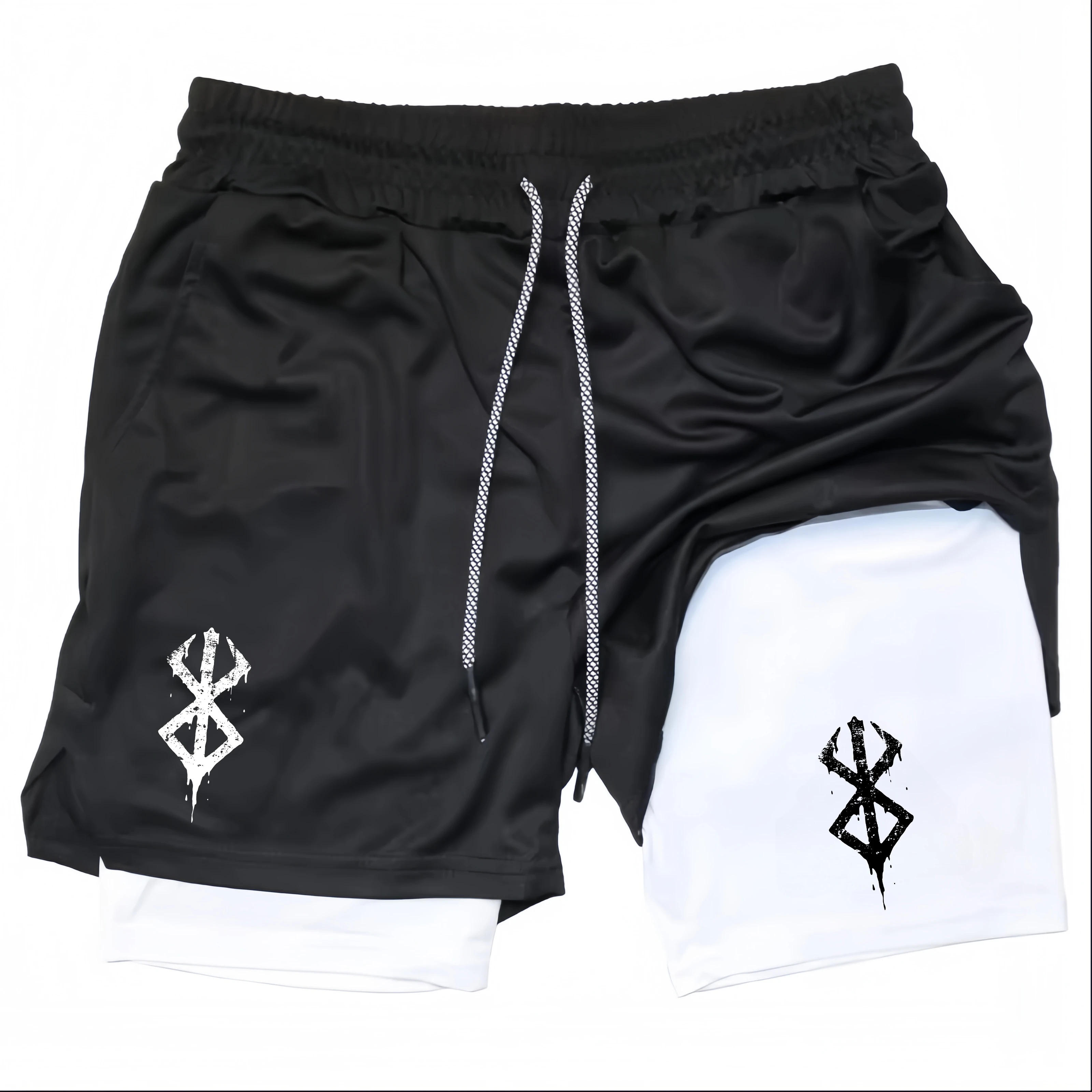 

Anime Berserk Performance Shorts Men 2 in 1 Running Compression Shorts Training Yoga Gym Sportswear Workout Shorts with Pockets