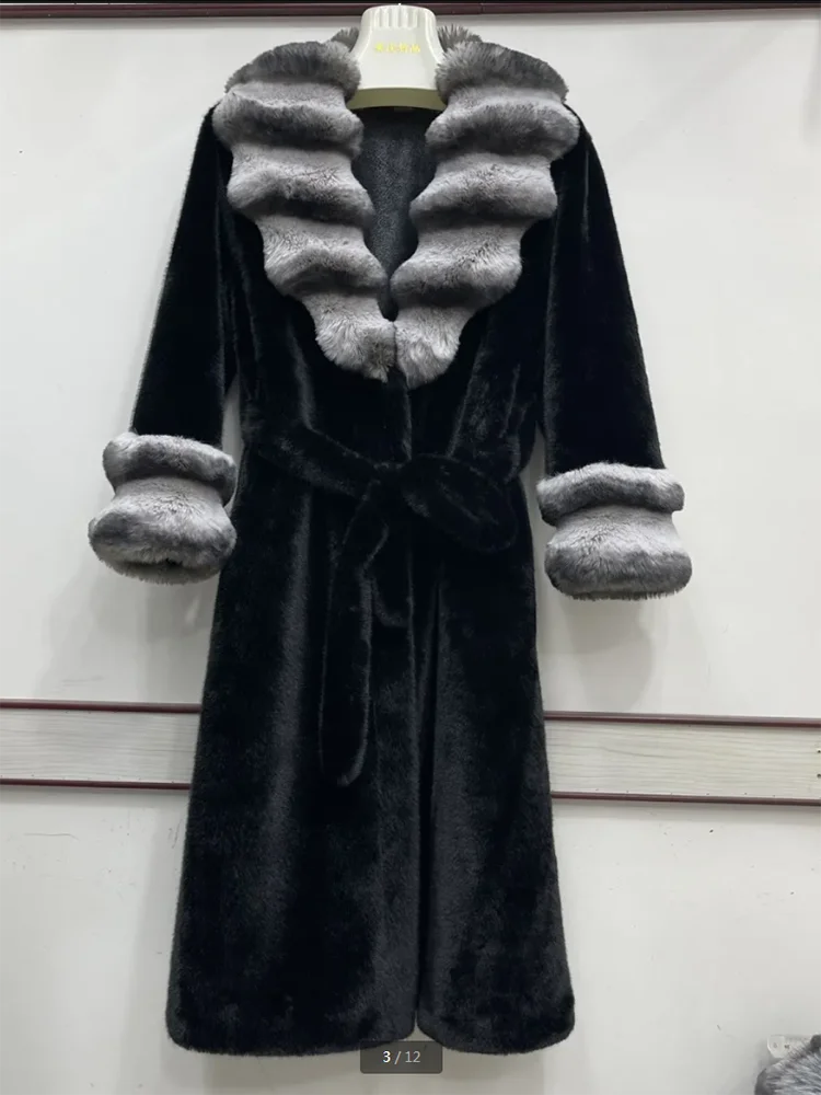 Winter Nieuwe Faux Fur Een Stuk Milieu Jas Vrouwen Overjas Losse Chic Lange Imitatie Nertsen Bontjas Dikke Warme parka Jas