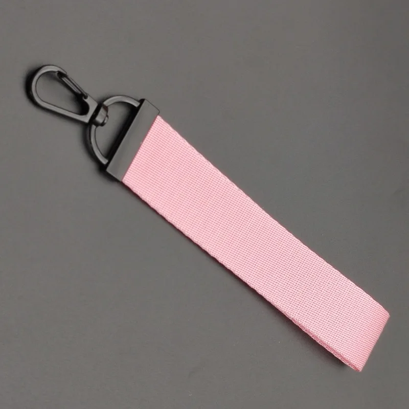 Custom LOGO Keychain Blank Solid Color Ribbon Personalize Text Bookbag Webbing Pendant Motorcycle Keyring Weave Short Lanyard view 5
