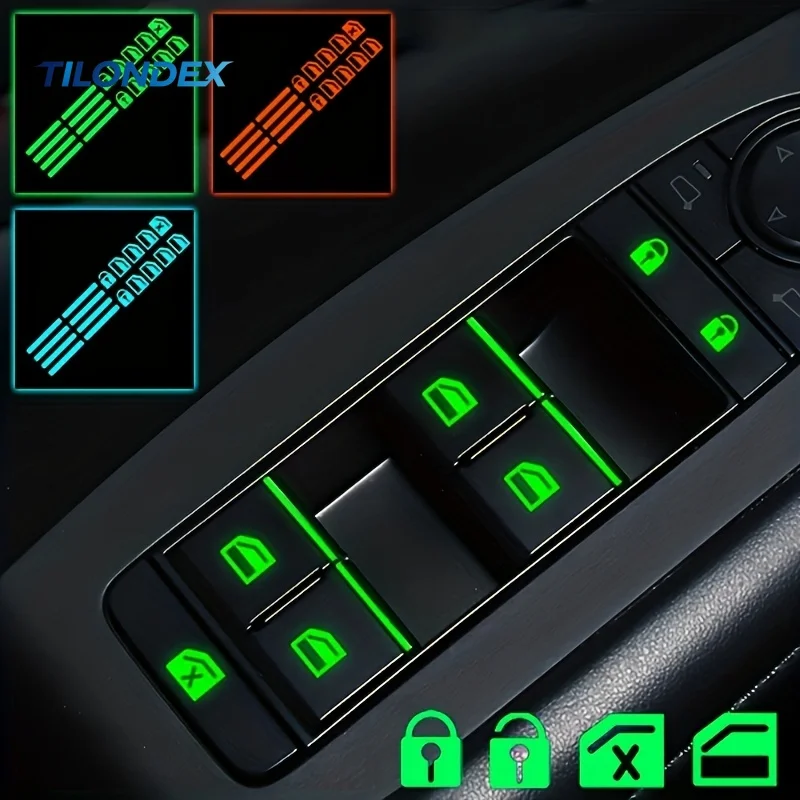 TILONDEX 72PCS Glowing Stickers for Car Buttons, Luminous Decorations for Lift Buttons, And Interior Fluorescent Designs