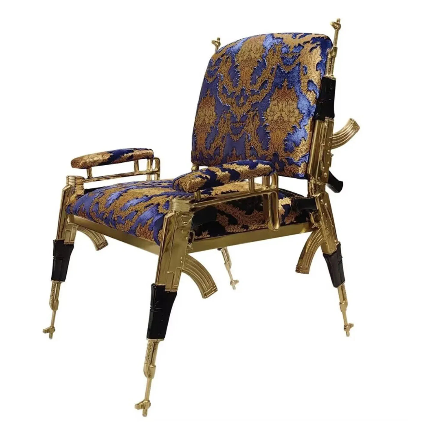 Italian Light Luxury Pure Copper Dining Chair Fabric Soft Bag Designer Villa Luxury Leisure Chair Art Single Armchair