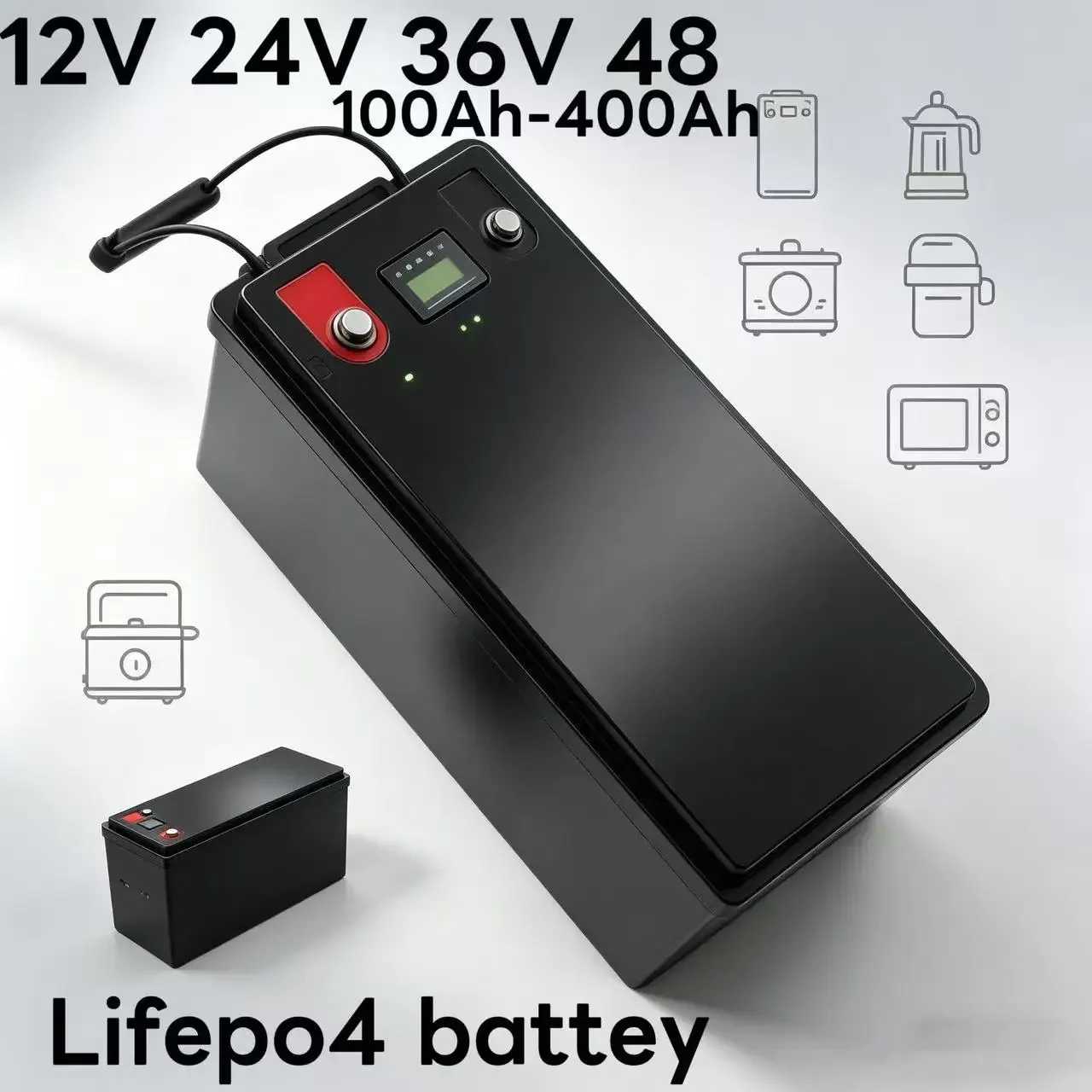 Multi-Voltage LiFePO4 Battery Pack 12V/24V/36V/48V | 100Ah-400Ah High Capacity | Bluetooth BMS & APP Monitoring | Deep Cycle Rec