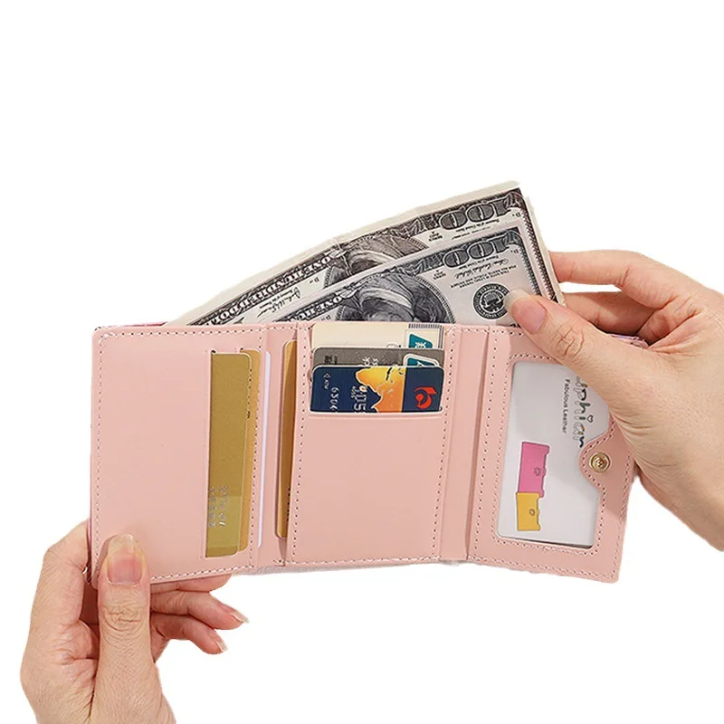 LaserinsCoin Purse，FemalepuCard Holder Clip Card Case，Student Fashion 70% off Versatile Short Cute Wallet，Women's High-End Birth