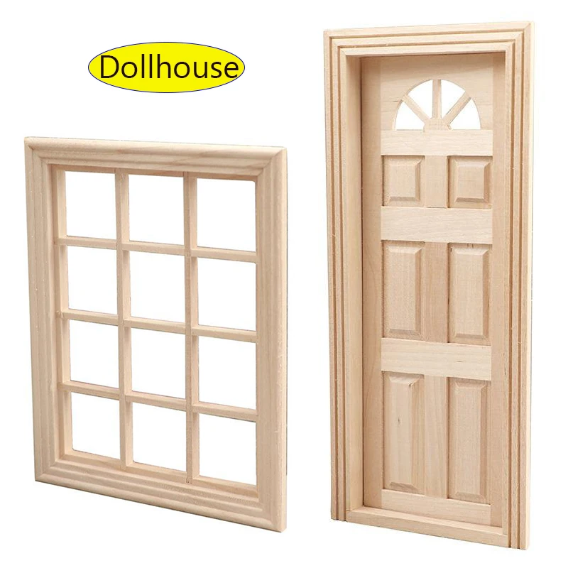 1 ชุดอุปกรณ์ตกแต่งเฟอร์นิเจอร์ 1/12 ประตูไม้ 6 บาน ไม่ทาสี สำหรับบ้านตุ๊กตา ของตกแต่งสวนจิ๋ว