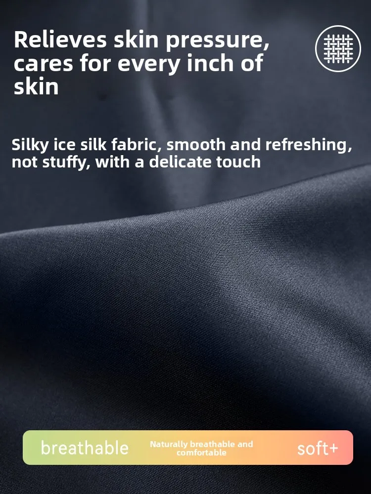 Plandoo Men's Sleepwear Long Sleeve Ice Silk Home Clothes Set Spring Summer New Style Simple Style Polyester Fiber Home Use