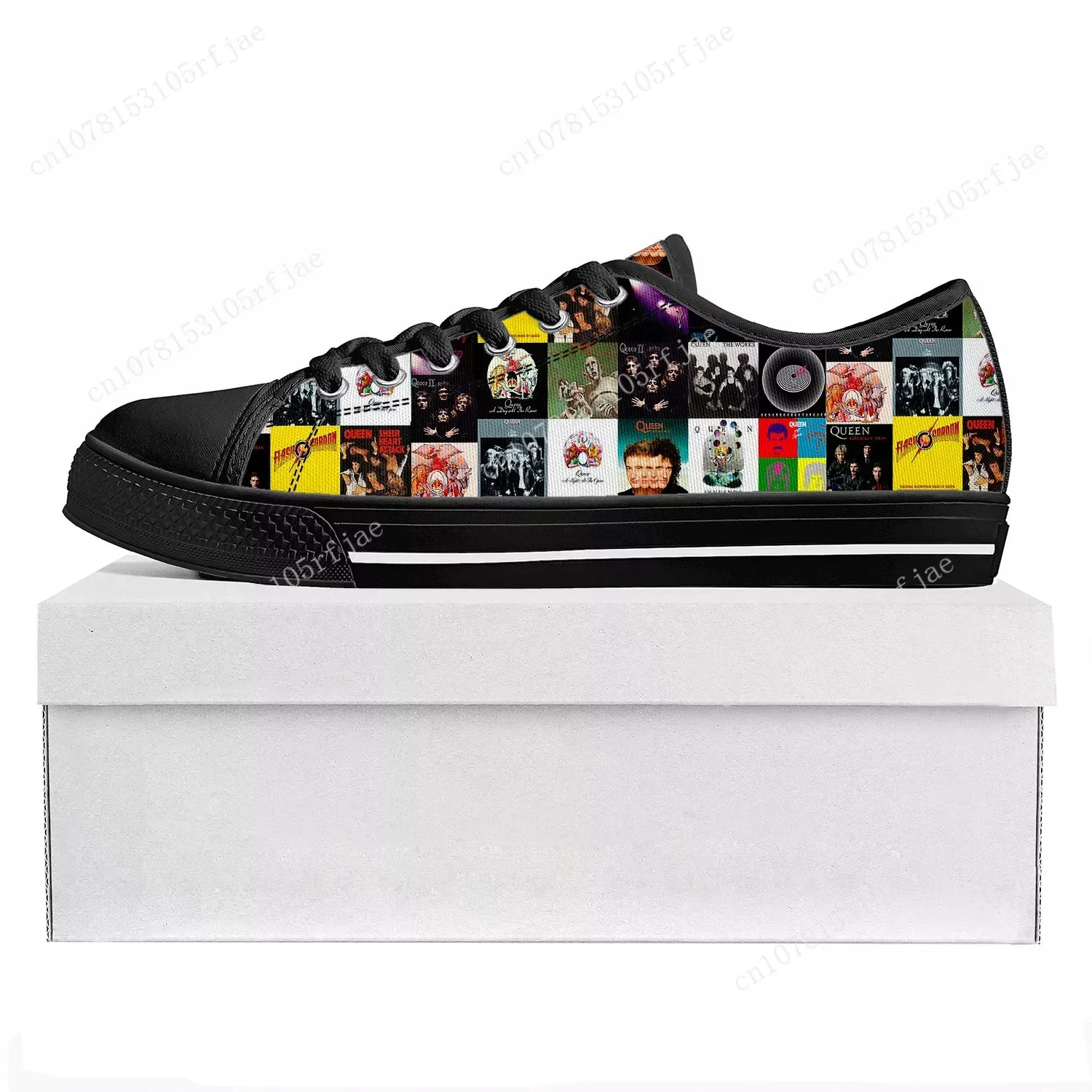 Queen Rock Band-Zapatillas de lona de alta calidad para hombre y mujer, calzado informal, personalizado, color negro