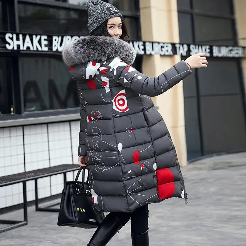 Double-sided Wear Women Parka Winter Long Coats Casual Fur Collar Hooded Jackets Thick Warm Padded Coat Female Overcoat