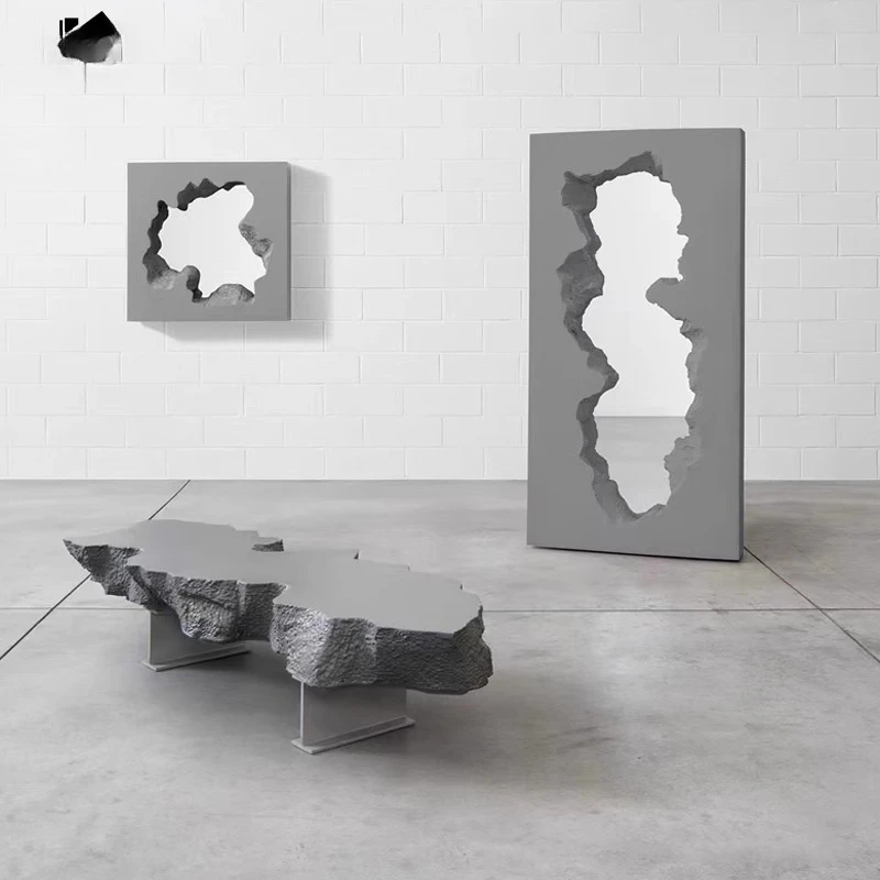 

FRP floor erosion broken full body mirror art living room dressing wave bench