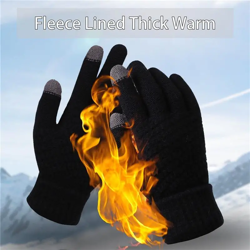 2/1 paar Frauen Männer Warme Winter Touchscreen Handschuhe Stretch Klassische Stricken Fäustlinge Wolle Voll Finger Outdoor Radfahren fahren Handschuh