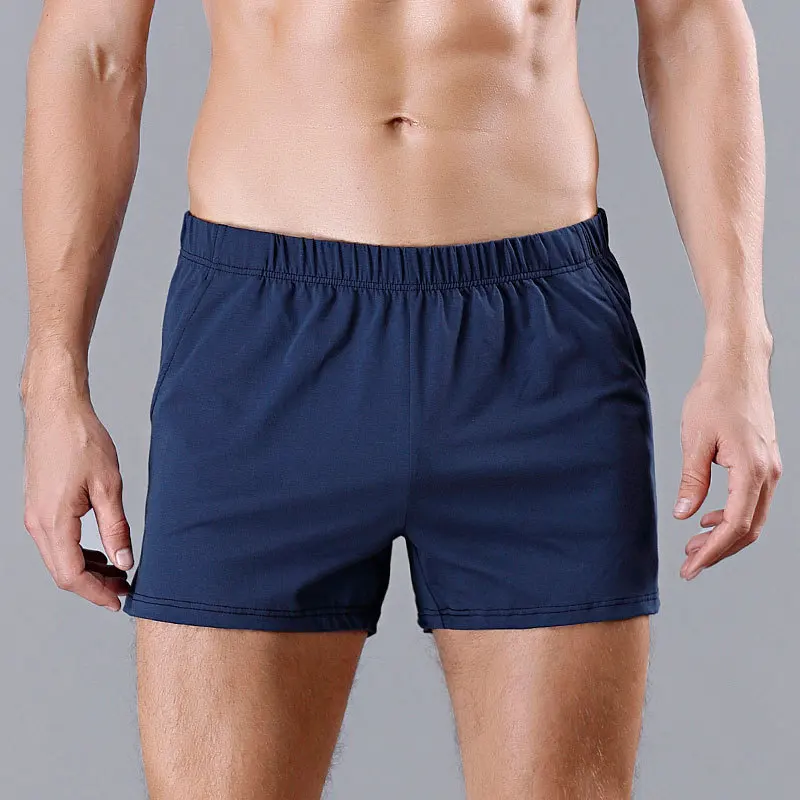 Sexy roupa interior masculina de algodão boxer shorts homme sólido meados de cintura u convexo bolsa cueca respirável macio calças de seta masculina