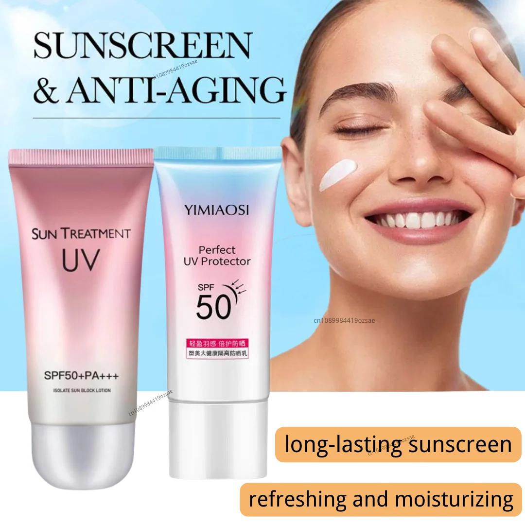 SPF 50+UV Isolation Sun Cream Hydrating Sunscreen Broad Spectrum Moisturizing Sun Block Water-Resistant & Non-Greasy Sunscreen