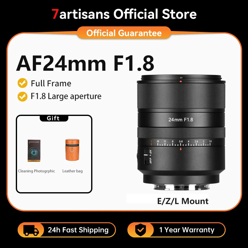 Объектив камеры 7artisans 24 мм F1.8, полнокадровый объектив с автофокусом STM и большой диафрагмой для камеры Sony E-A7R A74 A7R4 A7C A6600