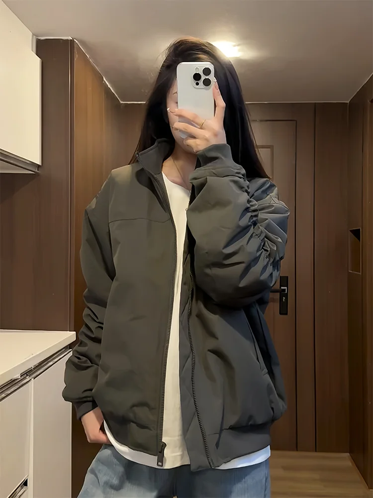 

American Sle Thiened Cotton Jaet Men's Winter Coat Tee-Proof Stand Collar Windbreaker High-End Feeling Outerwear