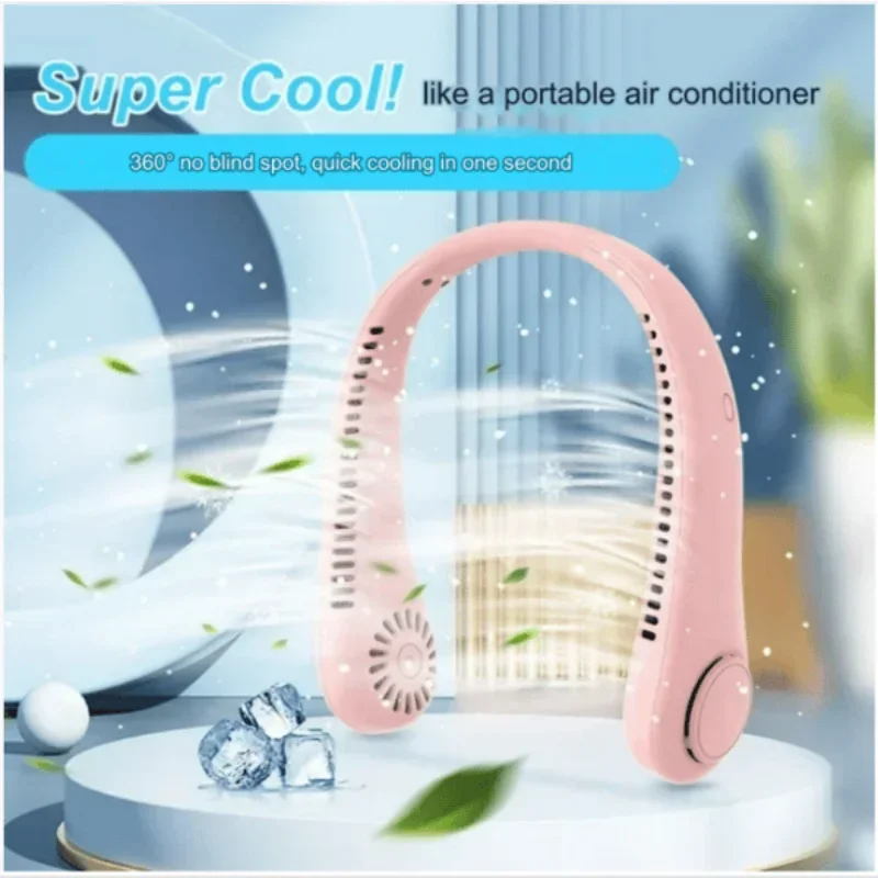 

New Portable Neck Fan Outdoor Sports Portable Bladeless Neck Mounted Rechargeable Fan 3 Speed Mini Summer Sports Fan