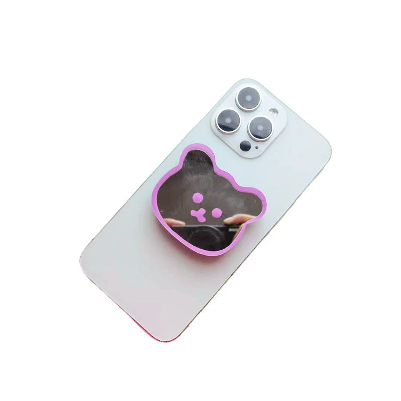 

Cute Colorful Telescopic Portable Makeup Mirror Bracket Cartoon Bear Acrylic Mirror Phone Airbag Bracket