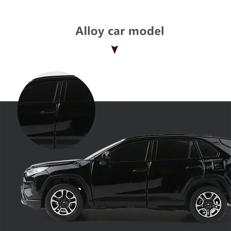 1:32 Alloy Car Model Diecast Metal Toy Vehicles Car Model Simulation Sound Light Collection Childrens Toy Gift for RAV4 SUV