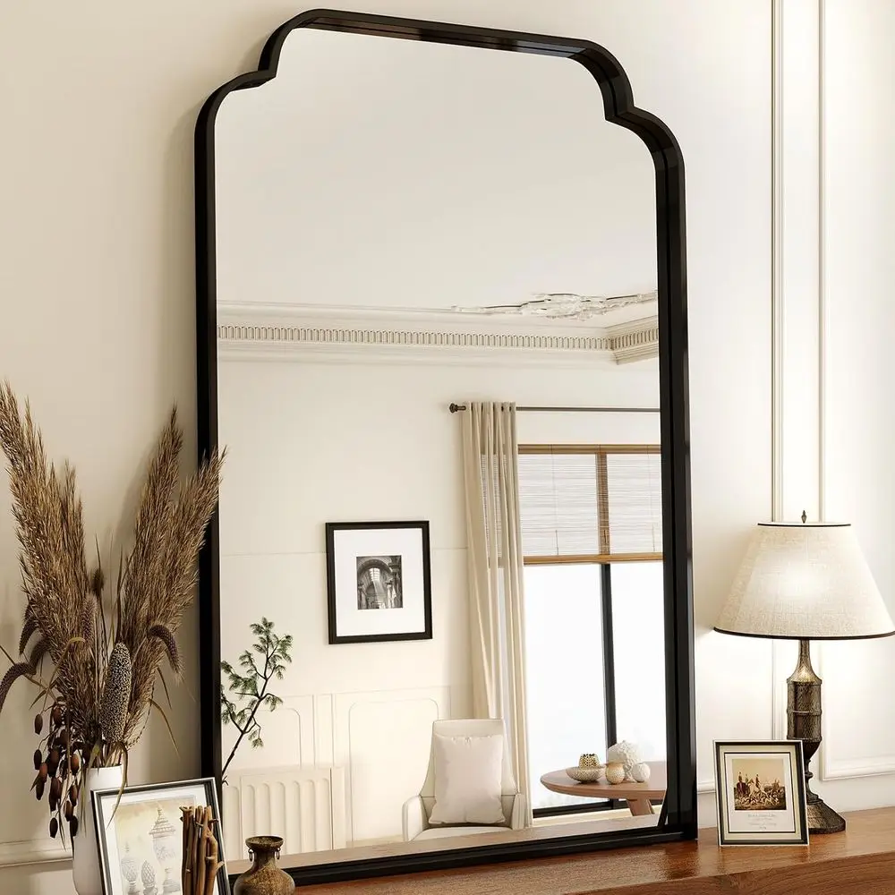 

30X48 Inch Black Bathroom Mirror or Wall, ern Rounded RecMirror with Non-Rusting Iron Metal ed Bathroom Vanity Mirror or Over Si