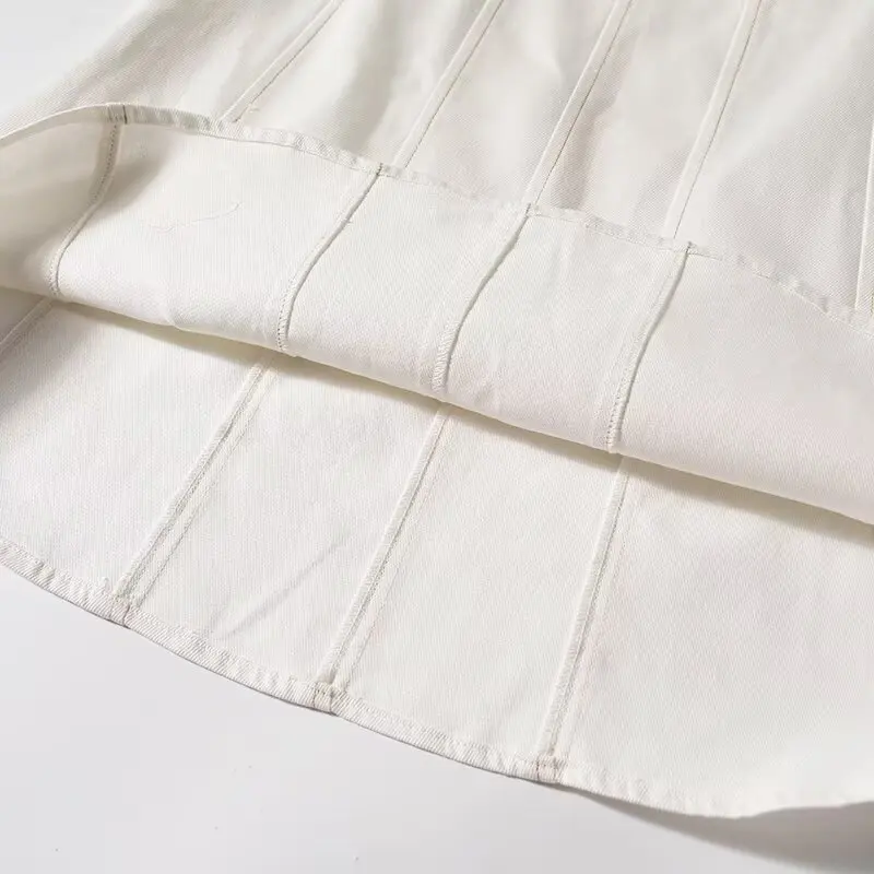 Maxdutti Minimalistischer, stilvoller und eleganter weißer Faltenrock für Damen, Jeansröcke, Falda, hohe Taille, A-Linie, Minirock für Damen