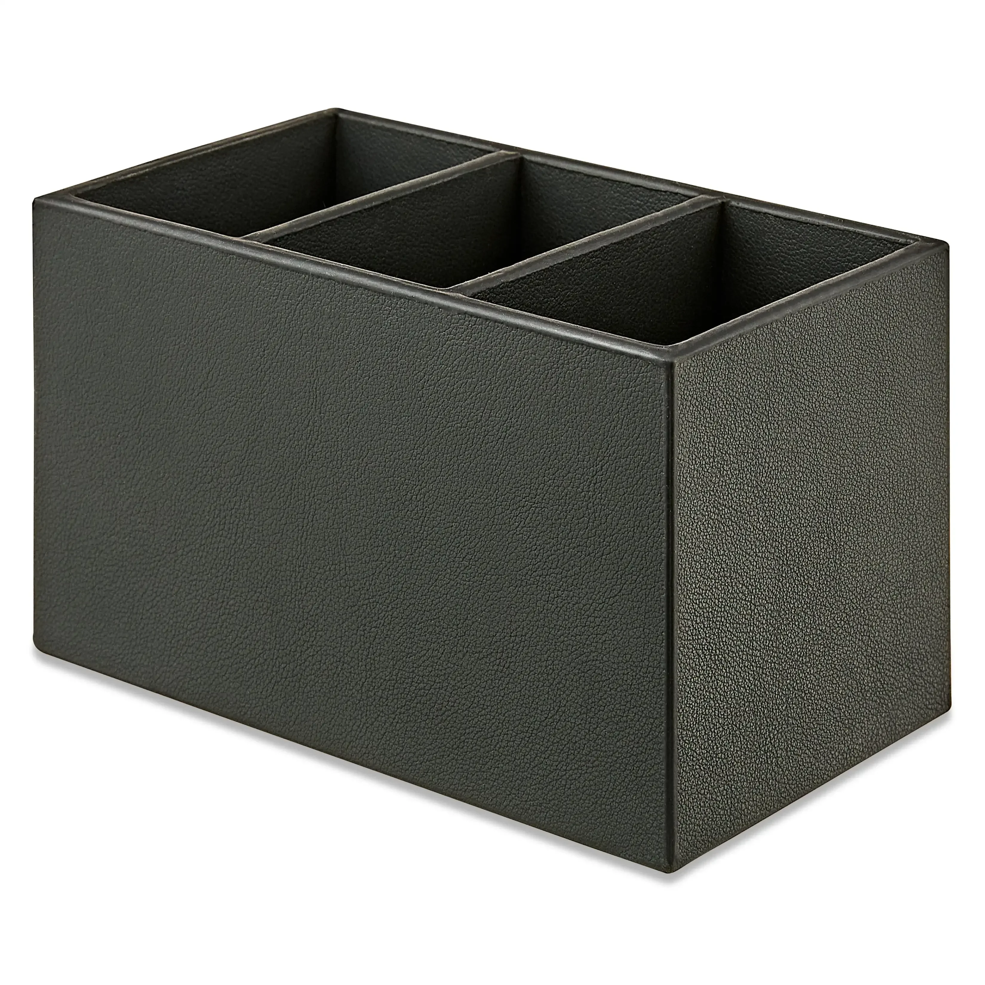 

Pen+Gear Simulated Leather Pencil Cup, 3 Compartments, Rich Black