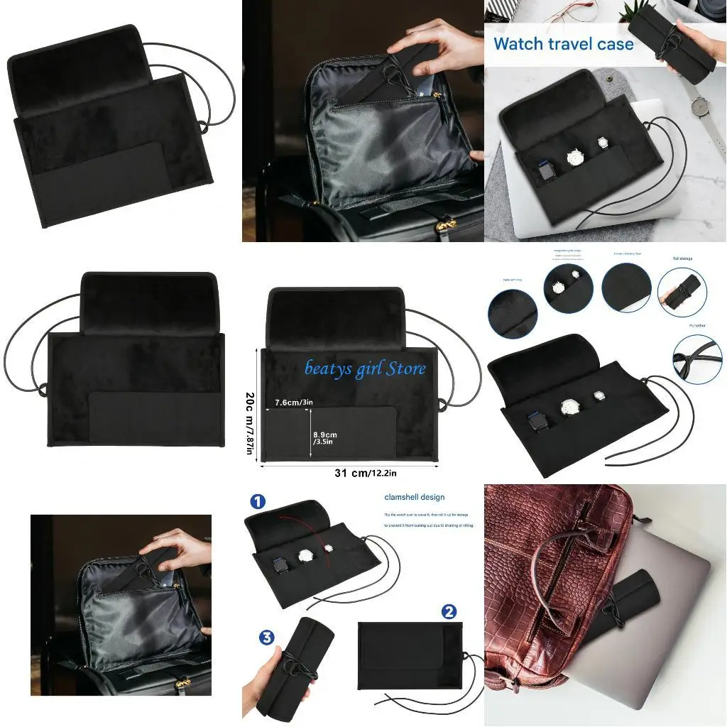 

C7AB Multiple Pocket Watch Travel Bag Offering Gentle Storage Against Scratches Damage