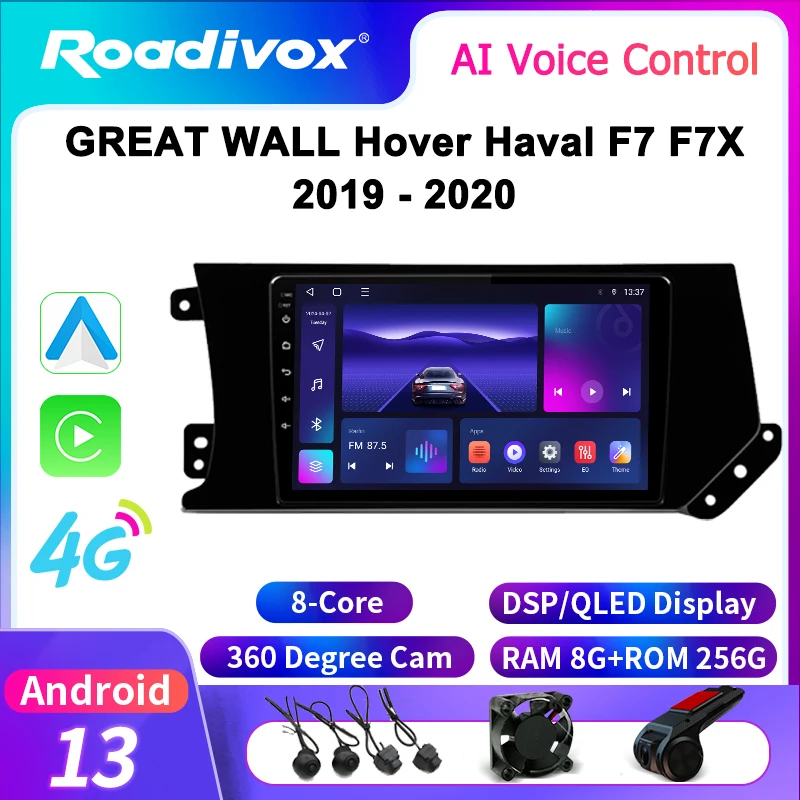 roadivox Android Car Radio for GREAT WALL Hover Haval F7 F7X 2019 -2020 GPS Navigation Video Screen Multimedia Player Carplay