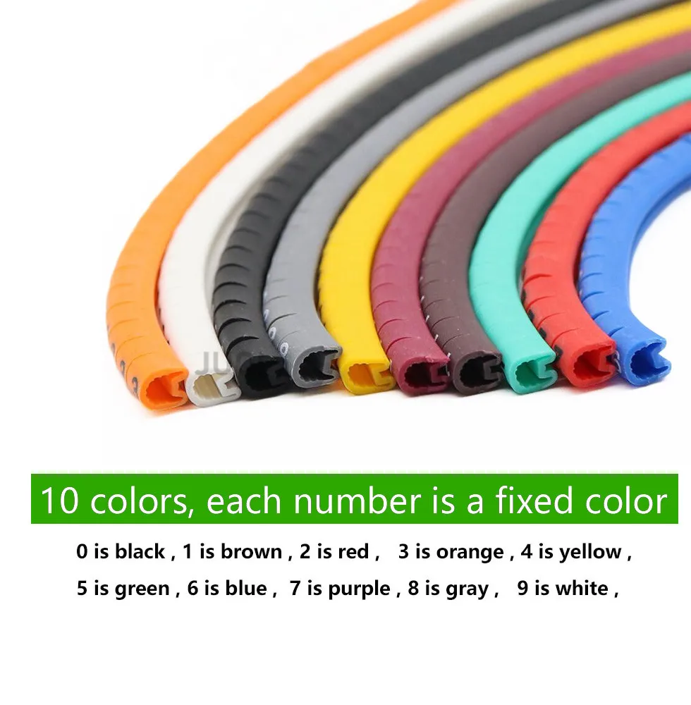 500PCS EC-1 Cable Wire Marker 0 to 9 For Cable Size 2.5 sqmm Colored