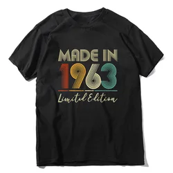 Unisex 100% bawełna w 1963 edycja limitowana 60 lat 60 urodziny mężczyźni odzież T-Shirt casualowe w stylu Streetwear koszulka w stylu Vintage