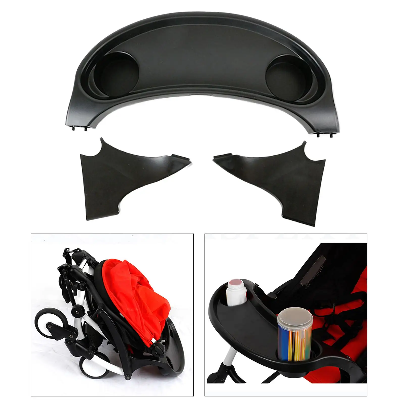 Stroller Tray Partition Storage Made of ABS Plastic Professional Easy to Install Child Tray Accessories Black for Yoyo+