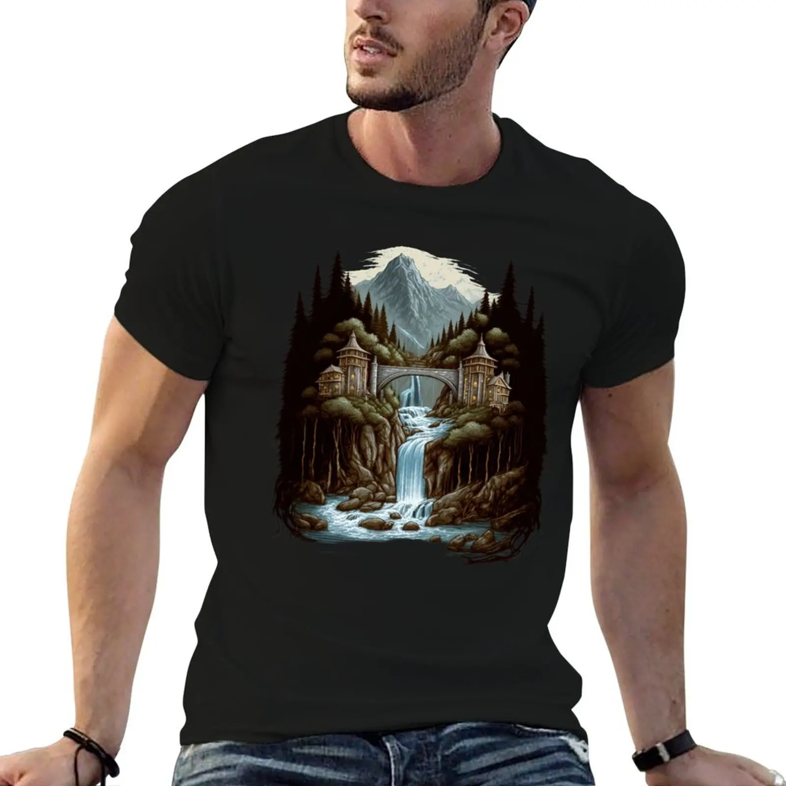 

A Homely House at the Valley - Fantasy T-Shirt man t shirt graphic t shirt for man 100 percent cotton T-Shirt
