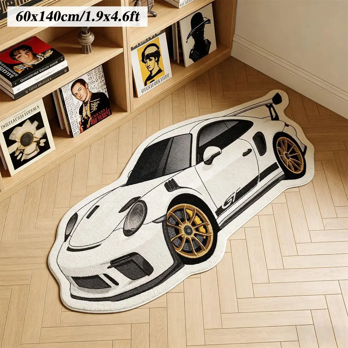 VIKAMA Cool Racing Decoration Carpet Soft Non Slip Washable Irregular Floor Mat Bedroom Esports Room Home Decoration