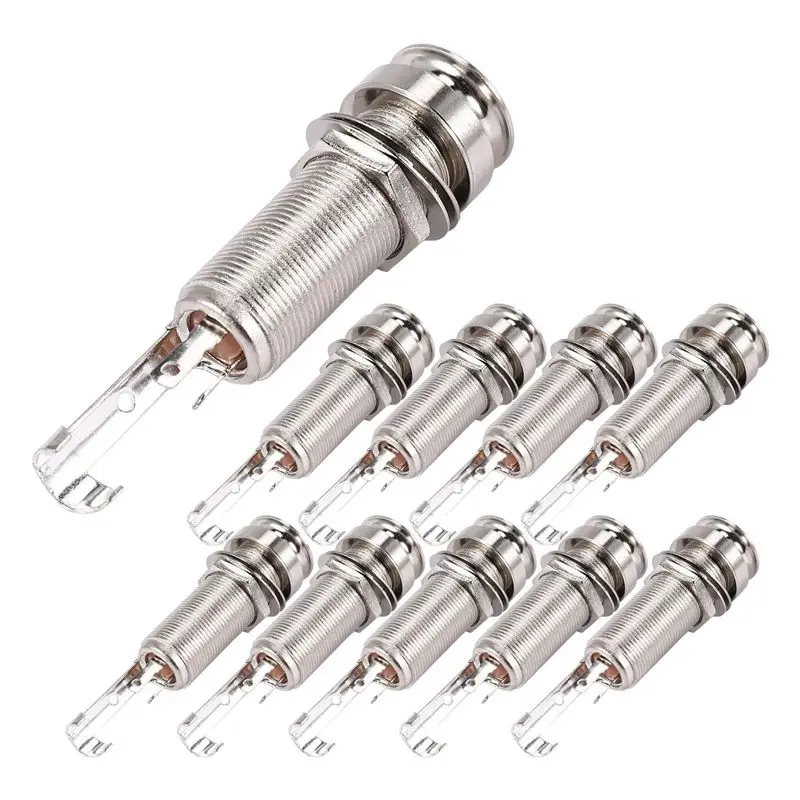 

FSTE-10PCS Выходной разъем для гитарного звукоснимателя, никелированный, с хромированным креплением на ремень