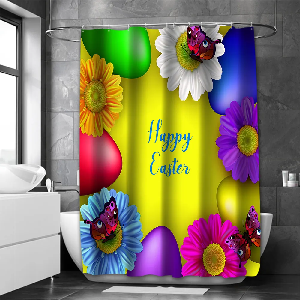 

Easter Plate Bathing Curtain Bathroom Nordic green leaf Shower Curtain Waterproof With 12 Hooks Home Deco Free Ship