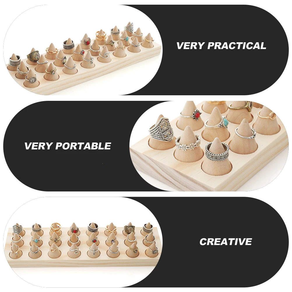 Wooden Ring Holder St for Jewelry Display Rack Simple Khaki Cone Shape Accessory ganizer Safe Material Bedroom Bathroom Decor