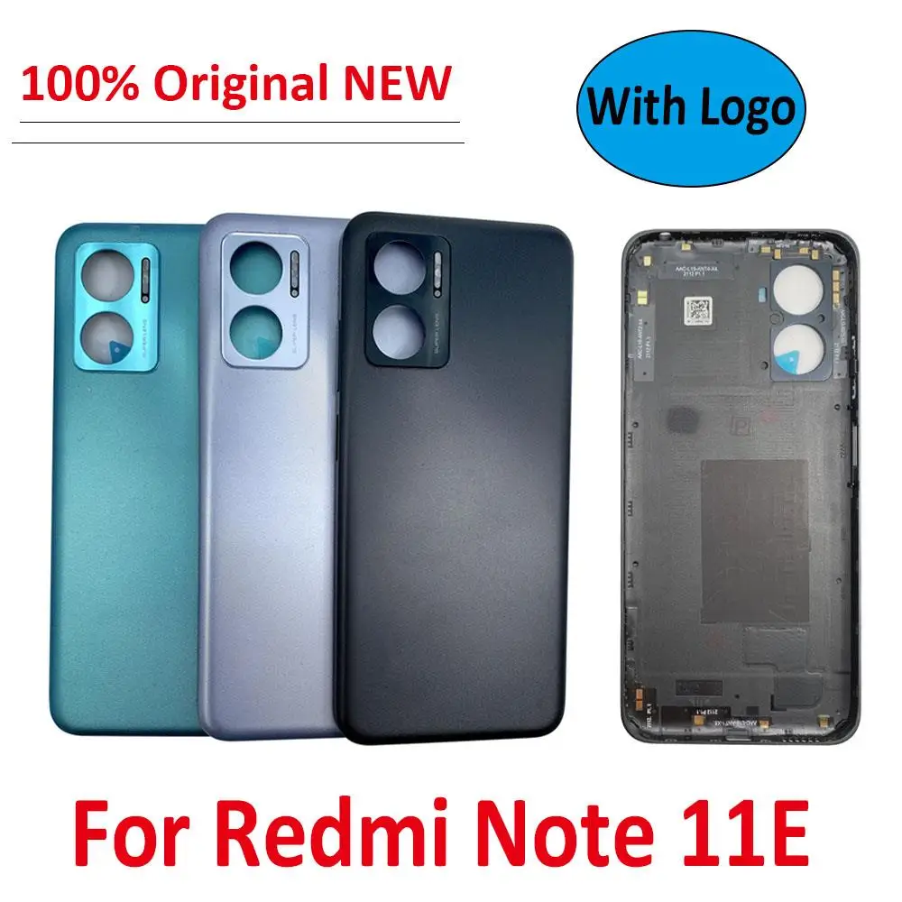 100% Original For Xiaomi Redmi Note 11E Back Battery Cover Door Rear Housing Case With Power Volume Side Button Key With LOGO