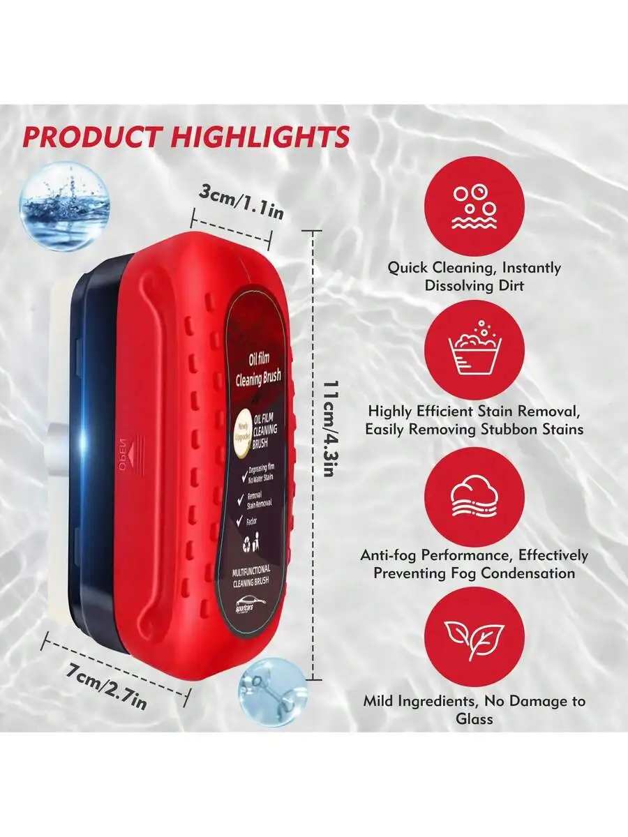 2025 New Automotive Glass Oil Film Cleaning Brush, OilFilm Remover For Car Window, Glass, Anti Fog For Car Windshield