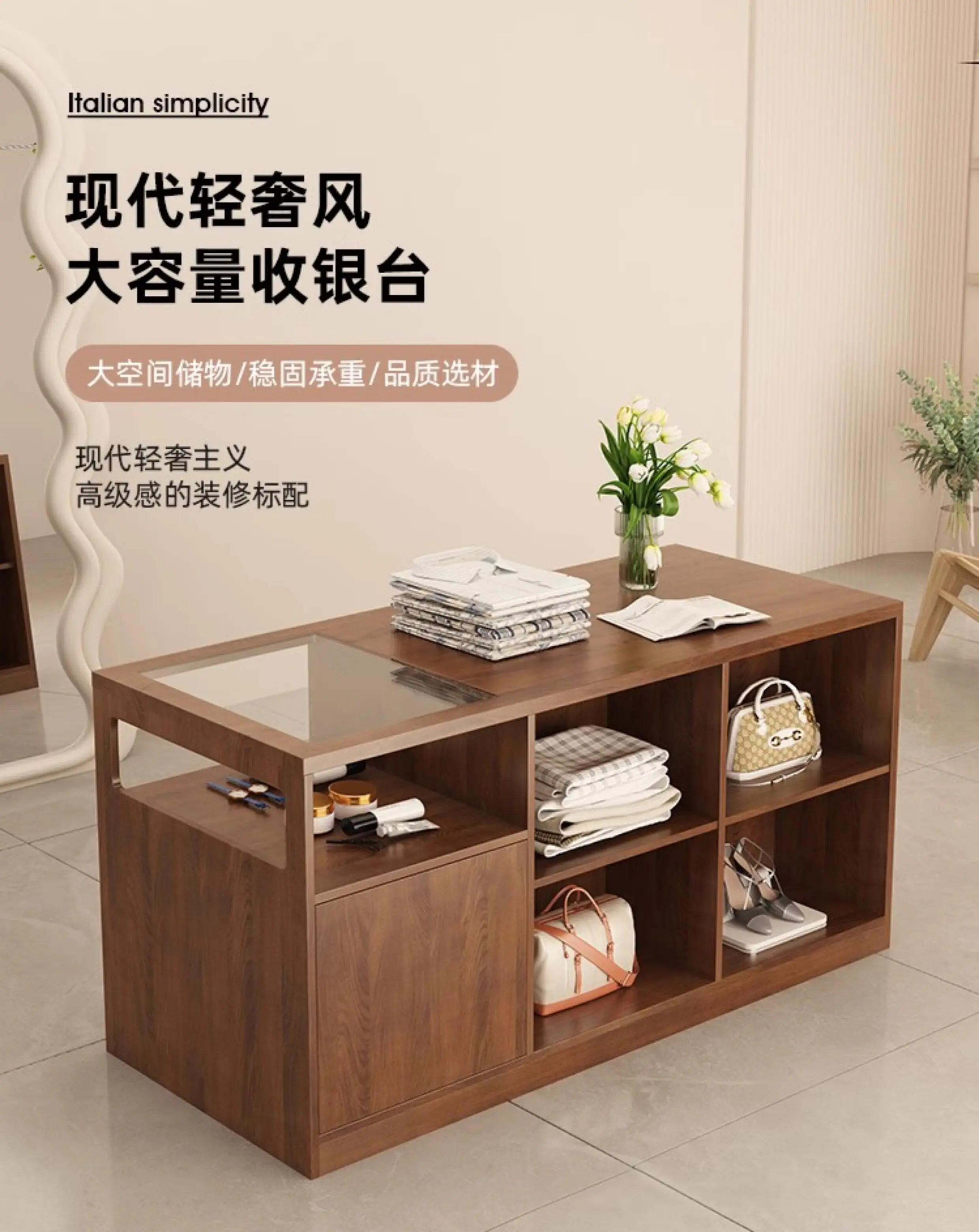 Loja de roupas Loja de roupas femininas Mesa Nakajima Mesa de exibição de loja de fluxo Armário simples balcão de páginas de checkout