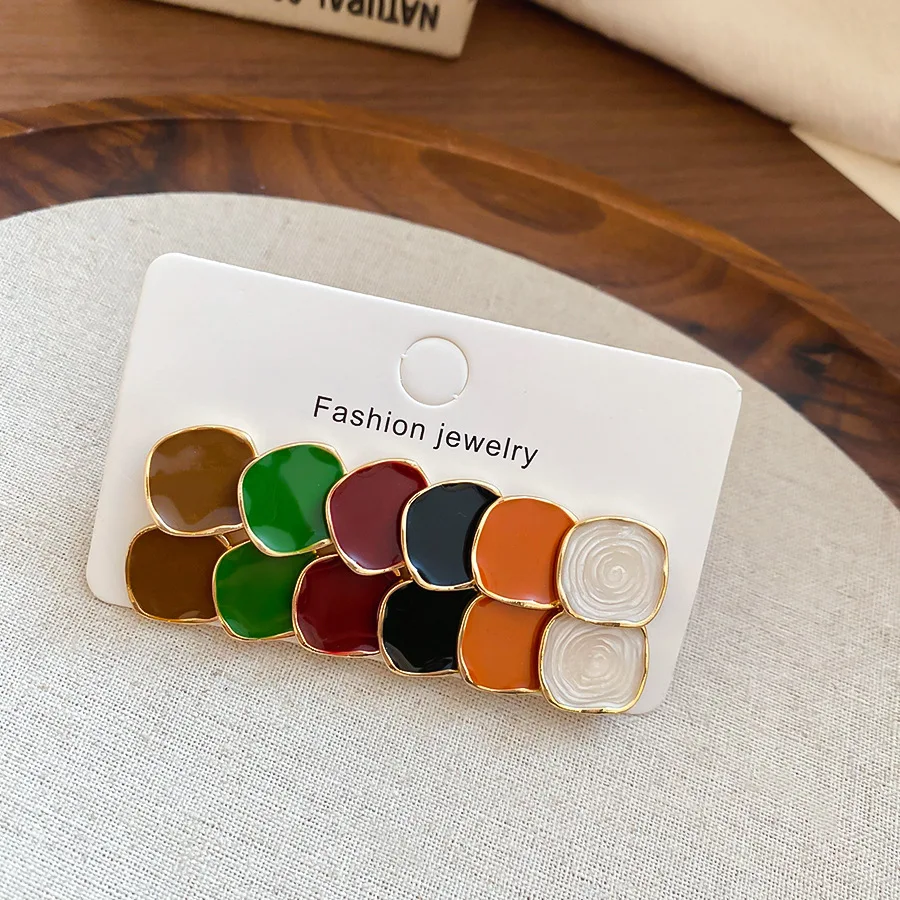 12 قطعة قطرة النفط جولة الحب القرط للنساء اثني عشر قطعة مجموعة من الصغيرة الطازجة الحلو مزاجه وأقراط تصميم طقم مجوهرات #5