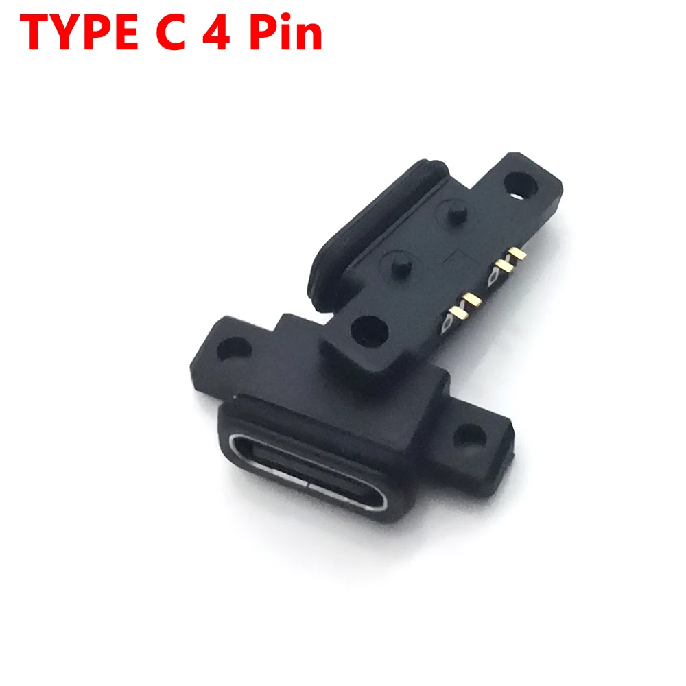 1pcs TYPE C 4 Pin IPX8 Waterproof Female Socket Port vertical With Screw Hole Fast Charge Interface 180 degree USB 3.1 Connector