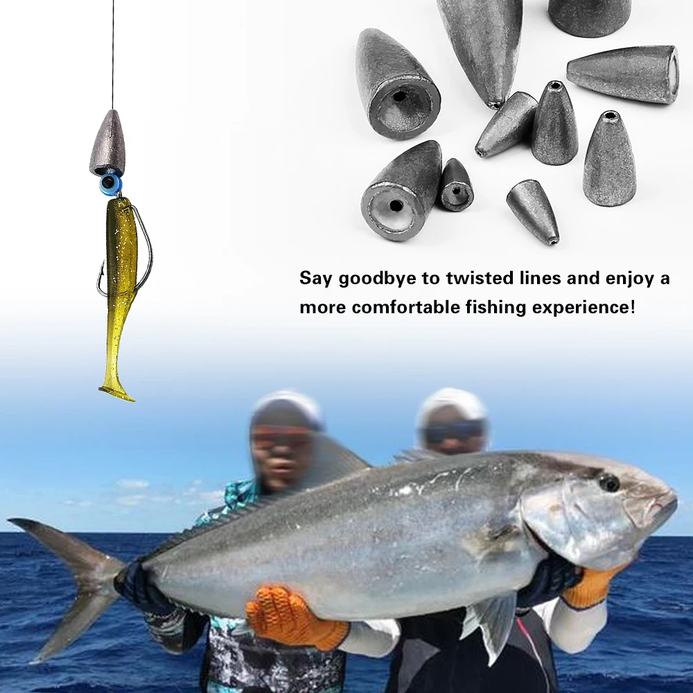 10pcs Heavy-Duty Saltwater Bullet Lead Sinker 5g~30g Bullet Sinkers for Improved Casting Distance and Precision Fishing