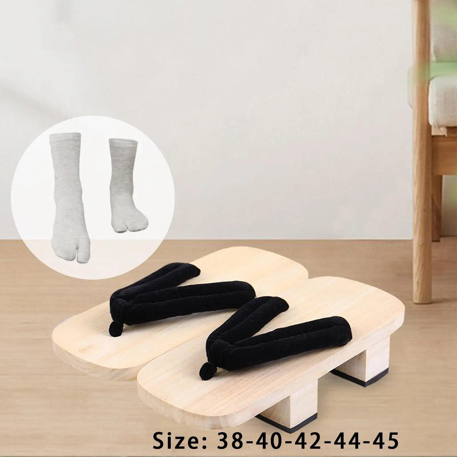 Sandals Non Slip Portable Shower Sandals Japanese Wooden Clogs for Travel