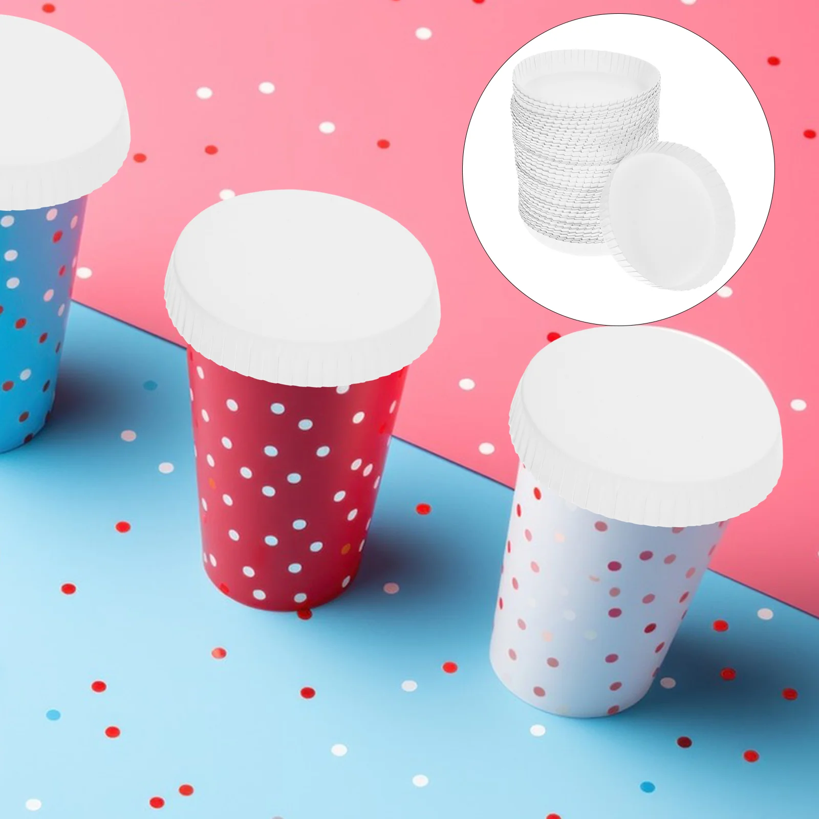 

100 Pcs Cup Dispenser Paper Lid Beverages Mug Cover Glass Travel Clear Cups with Lids Tea