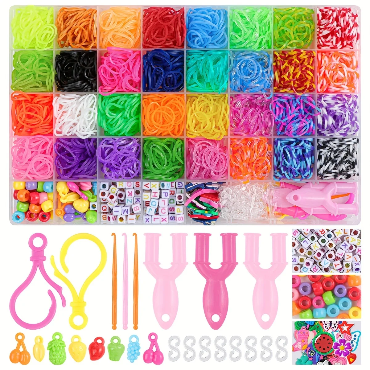 12 Gitter/24 Gitter/40 Gummibänder Armband Kit Gummiband Füllwebstuhl Kit Weben DIY Handwerk Geschenk Webstuhl Kit Spielzeug für Mädchen