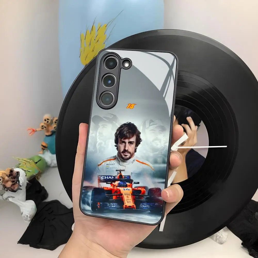 Custodia per telefono F1 Racing Fernando Alonso 14 per Samsung Galaxy S24 S23 S22 S21 S20 A24 A34 A54 A53 Note20 M54 Fe Ultra Plus Glass Co