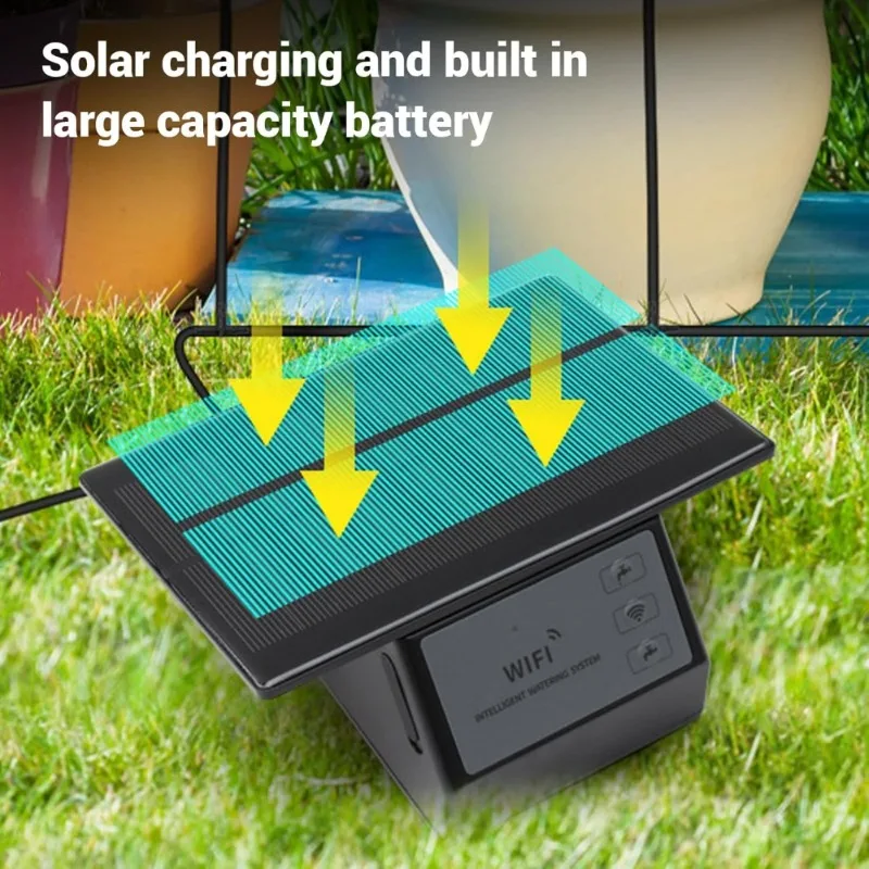 Solar Powered Drip Irrigation Kit Automatic Plant Watering System APP Control Indoor Outdoor Garden