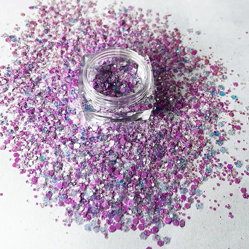 50g Pink Glitter Fairy Purple Sparkle Hexagon Mermaid Eye Face Crafts Mermaid Nail Art Tumbler Cup Shiny Sequins