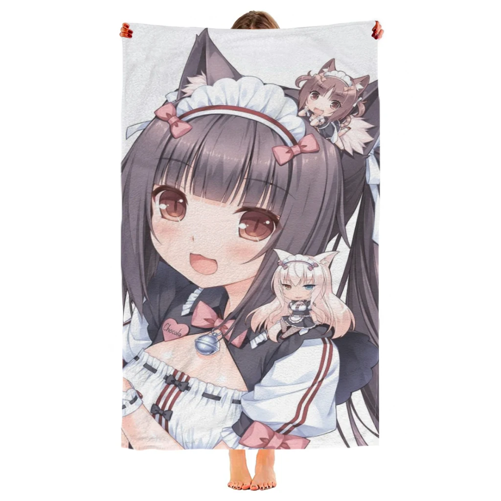 Anime Nekoparas Kawaii Cute Print Quick Dry Sandless Beach Blanket Soft Comfortable for Men Women Pool Towel