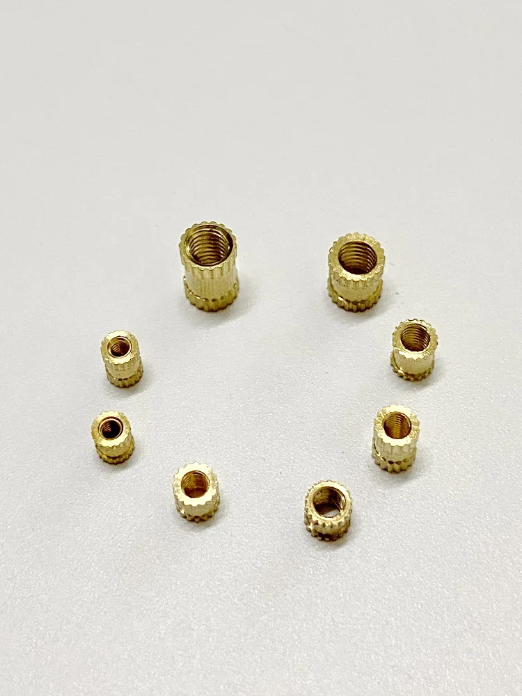 Yellow Brass Nuts M2 M2.5 M3 M4 Cylindrical Straight Flower Copper Studs for Injection Molding  Internal Thread Fasteners